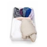 Assorted Bedding Linens In Storage Bin Assorted Bedding Linens In Storage Bin
