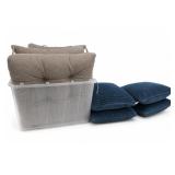 Gray And Blue Textured Pillow & Cushion Lot Gray And Blue Textured Pillow & Cushion Lot