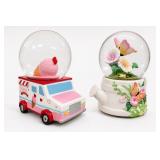 Snow Globe Pair, Ice Cream Truck & Teapot Snow Globe Pair, Ice Cream Truck & Teapot