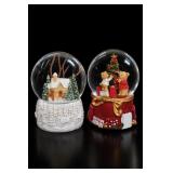 Christmas Snow Globe Pair, Christmas Tree & Bears Christmas Snow Globe Pair, Christmas Tree & Bears