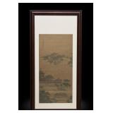 Chinese Landscape Hanging Scroll With Inscription Chinese Landscape Hanging Scroll With Inscription