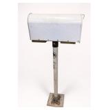 White Metal Mailbox With Post, Painted Lettering White Metal Mailbox With Post, Painted Lettering