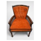 Tufted Orange Velvet Cane Armchair Tufted Orange Velvet Cane Armchair