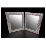 Pair of Silver Mosaic Framed Wall Mirrors Pair of Silver Mosaic Framed Wall Mirrors