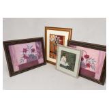 Set of 4 Framed Floral & Figurative Artwork Set of 4 Framed Floral & Figurative Artwork
