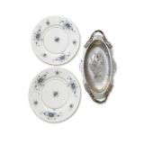 Johann Haviland Violets Plates & Wm Rogers Tray Johann Haviland Violets Plates & Wm Rogers Tray