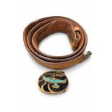 Tony Lama Leather Belt, Size 42, Eagle Buckle Tony Lama Leather Belt, Size 42, Eagle Buckle