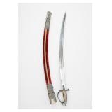 Decorative Etched Sword With Velvet Scabbard Decorative Etched Sword With Velvet Scabbard