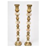 Tall Brass & Onyx Candlestick Pair Tall Brass & Onyx Candlestick Pair