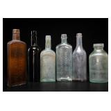 6 Embossed Medicine Bottles, Boston 6 Embossed Medicine Bottles, Boston