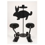 Black Metal Pig Candle Holder