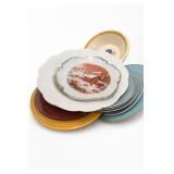 Mixed Decorative Plate Set With Currier & Ives