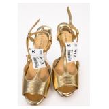 Gianni B... Gold-Tone Platform Sandals Size 6.5