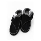 Orthofeet Black Faux Fur-Lined Slippers Size 6
