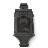 Asian Candle Sconce With Elephant & Palm Tree