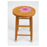 Wooden Floral Top Stool