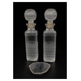Glass Carafe Set, Two Decanters & Bowl