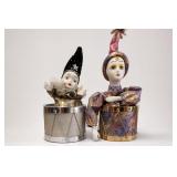 Porcelain Harlequin Jester Figurine Pair