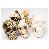 Five-Piece Skull & Skeleton Decor Lot