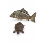 Silver-Plated Fish Napkin Holder & Turtle Figure