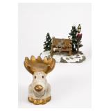 Moose-Shaped Sponge Holder With Gold-Tone Antlers