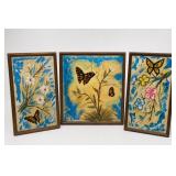 Framed Butterfly Floral Artwork Set Of 3