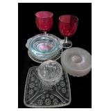 Mixed Pink And Clear Glassware Lot