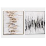Pair Of Abstract Framed Canvas Wall Art