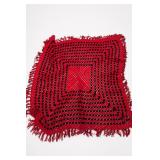 Red Black Granny Square Crochet Afghan