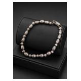 Sterling Silver Oval Bead Link Bracelet