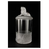 Gillinder & Sons Frosted Lion Covered Jar