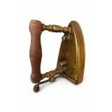 Antique Brass Box Iron With Wood Handle