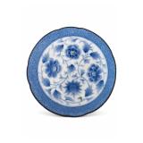 Japanese Handpainted Blue-White Floral Plate