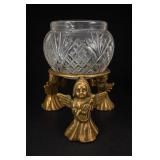 Crystal Bowl on Brass Cherub Angel Stand