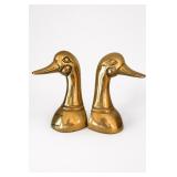 Pair Brass Duck Head Bookends