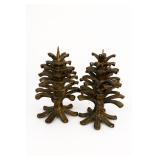 Pair Brass Pinecone Tree Candle Holders