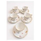 Meissen Floral Cup & Saucer Set, 5 Cups, 6 Saucers
