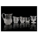 Early American Pressed Glass Pitcher & Creamer Set