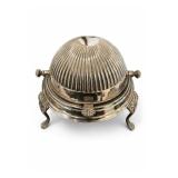Victorian-Style Silver Plate Roll-Top Butter Dish