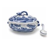 Bombay Blue White Covered Dish & Spoon Set
