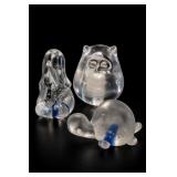 Art Glass Animal Figurine Trio