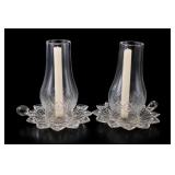 Federal Glass Petal Candle Lamp Pair