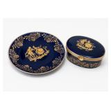 Limoges Castel 22K Gold Porcelain Box & Plate Set