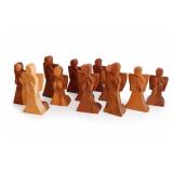 Hand-Carved Wooden Angel Figurine Group