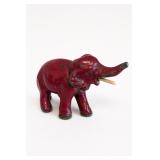 Cast Red Elephant Figurine