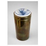 Brass Tobacco Jar w/ Painted Ceramic Lid, Thailand