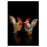 Fitz & Floyd Glass Menagerie Rooster Figurines