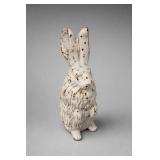White Painted Cast Iron Rabbit Sculpture