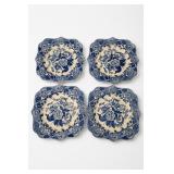 Spode Blue Room British Flowers 4-Plate Set
