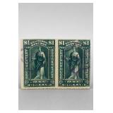 1898 U.S. $1 Internal Revenue Stamps, Pair